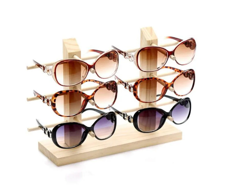 Double Layers Wood Sunglasses Case Jewelry Organizer