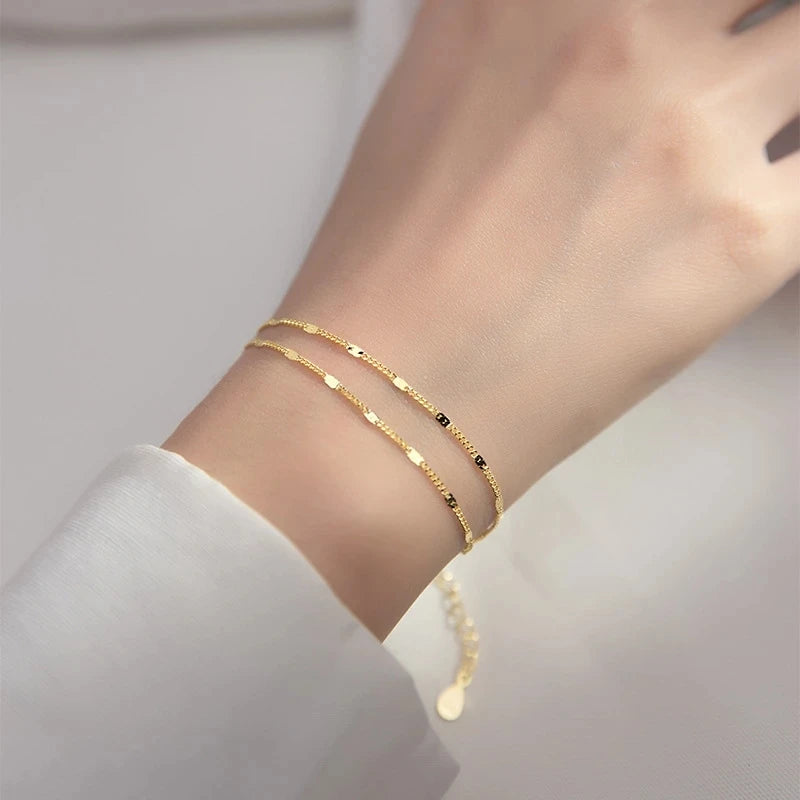 Double Layers Bracelet for Women Sweet Link Chain Bracelet Jewelry