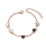 Double Layers Heart Charm Bracelet Bangle Bohemia Chain Link B19072