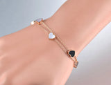 Double Layers Heart Charm Bracelet Bangle Bohemia Chain Link B19072