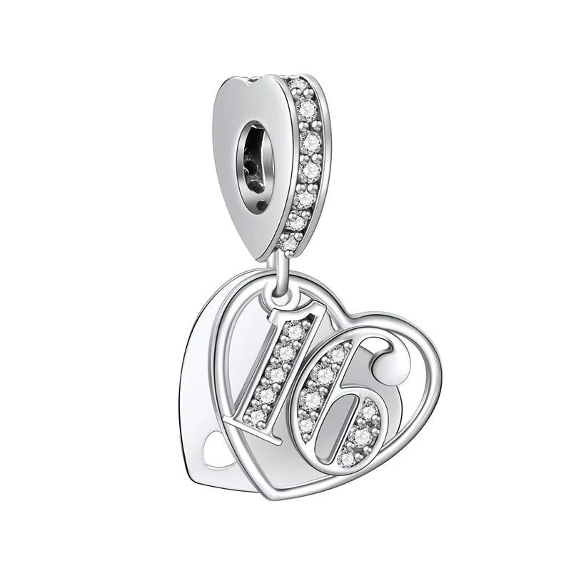 Love Birthday Age Number Charm 925 Silver Anniversary Charm