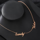 Custom Stainless Steel Double Name Necklace for Women Personalized Couple Choker