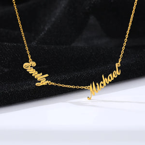 Custom Stainless Steel Double Name Necklace for Women Personalized Couple Choker
