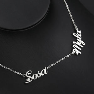 Custom Stainless Steel Double Name Necklace for Women Personalized Couple Choker