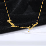 Custom Stainless Steel Double Name Necklace for Women Personalized Couple Choker