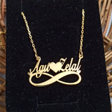 Personalized Double Name Heart Necklace Infinity Pendant Couple Jewelry