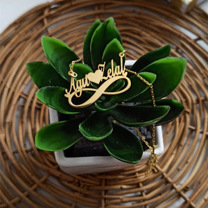 Personalized Double Name Heart Necklace Infinity Pendant Couple Jewelry