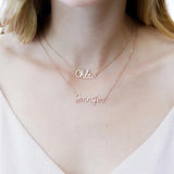 Personalized Double Name Necklace Pendant Handwriting Signature Name Tag
