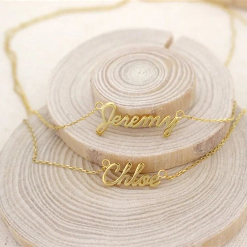 Personalized Double Name Necklace Pendant Handwriting Signature Name Tag
