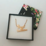 Double Names Pendant Necklace Heart Crown Charm Choker Jewelry