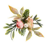 Set of 4 Pink Flower Napkin Rings with Berries & Holders