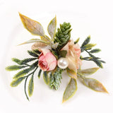 Set of 4 Pink Flower Napkin Rings with Berries & Holders