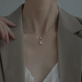 925 Silver Star Moon Pendant Double Necklace for Women