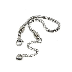 3MM Snake Chain Bracelet with Lobster Hearts Screw End