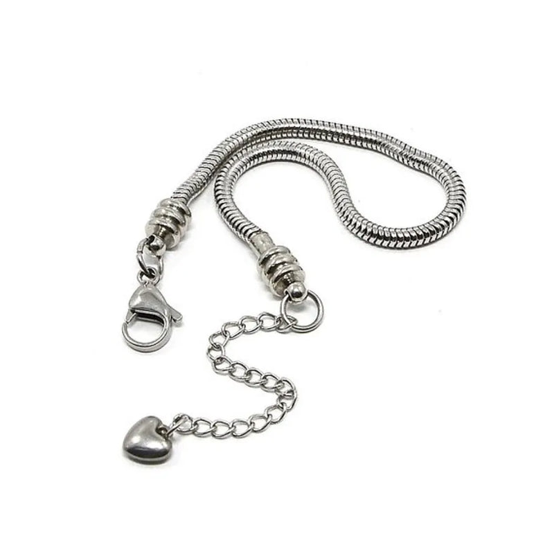 3MM Snake Chain Bracelet with Lobster Hearts Screw End