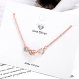 Double Number 8 Infinity Clavicle Necklace 925 Sterling Silver Pendant for Women