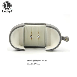 Open Button Jewelry Box Wedding Double Ring Box Surprise Couple Engagement