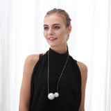 Double Pearls Pendant Snake Chain Necklace Sweet Accessories