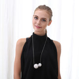 Double Pearls Pendant Snake Chain Necklace Sweet Accessories