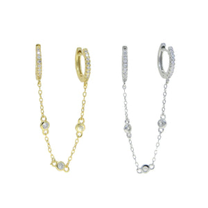 925 Silver CZ Tassel Chain Earring For Women High Silver Jewelry