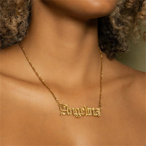 Personalized Two Tone Name Necklace 18k Plated Stainless Steel Jewelry