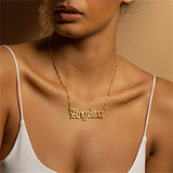 Personalized Two Tone Name Necklace 18k Plated Stainless Steel Jewelry