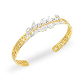 Personalized Stainless Steel Name Bracelets - Two Hearts Name Bangle