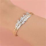 Personalized Stainless Steel Name Bracelets - Two Hearts Name Bangle
