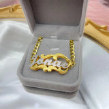 Two Toned Name Bracelet Stainless Steel Cuban Chain Name Bracelet for Women