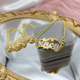 Two Toned Name Bracelet Stainless Steel Cuban Chain Name Bracelet for Women