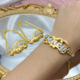 Two Toned Name Bracelet Stainless Steel Cuban Chain Name Bracelet for Women