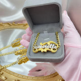 Two Toned Name Bracelet Stainless Steel Cuban Chain Name Bracelet for Women