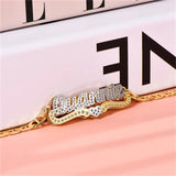 Heart Two Tone Name Bracelet Stainless Steel Chain Bangle for Women