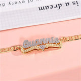 Heart Two Tone Name Bracelet Stainless Steel Chain Bangle for Women
