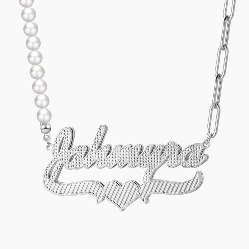 Two Tone Heart Name Necklace 18K Gold-Plated Personalized Pendant