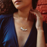 Custom Double Plate Name Necklace 18K Gold-Plated Heart Pearl Chain Jewelry