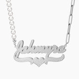 Two Tone Heart Name Necklace 18K Gold-Plated Personalized Pendant