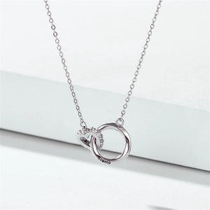 Double Ring Necklace 925 Sterling Silver for Women