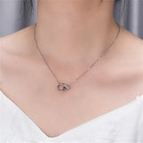 Double Ring Necklace 925 Sterling Silver for Women