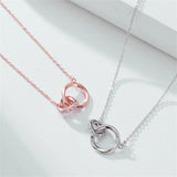 Double Ring Necklace 925 Sterling Silver for Women