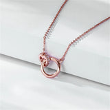 Double Ring Necklace 925 Sterling Silver for Women