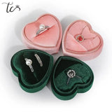 Heart Shaped Jewelry Box Double Rings Pair Pendant Storage Box