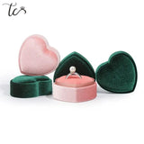 Heart Shaped Jewelry Box Double Rings Pair Pendant Storage Box