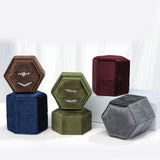 Double Rings Jewelry Display Box Hexagon Storage Organizer Ring Holder Wedding T