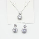 Gourd Zircon Pendant Necklace Earring Set Steel Chain Jewelry Women