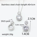 Gourd Zircon Pendant Necklace Earring Set Steel Chain Jewelry Women