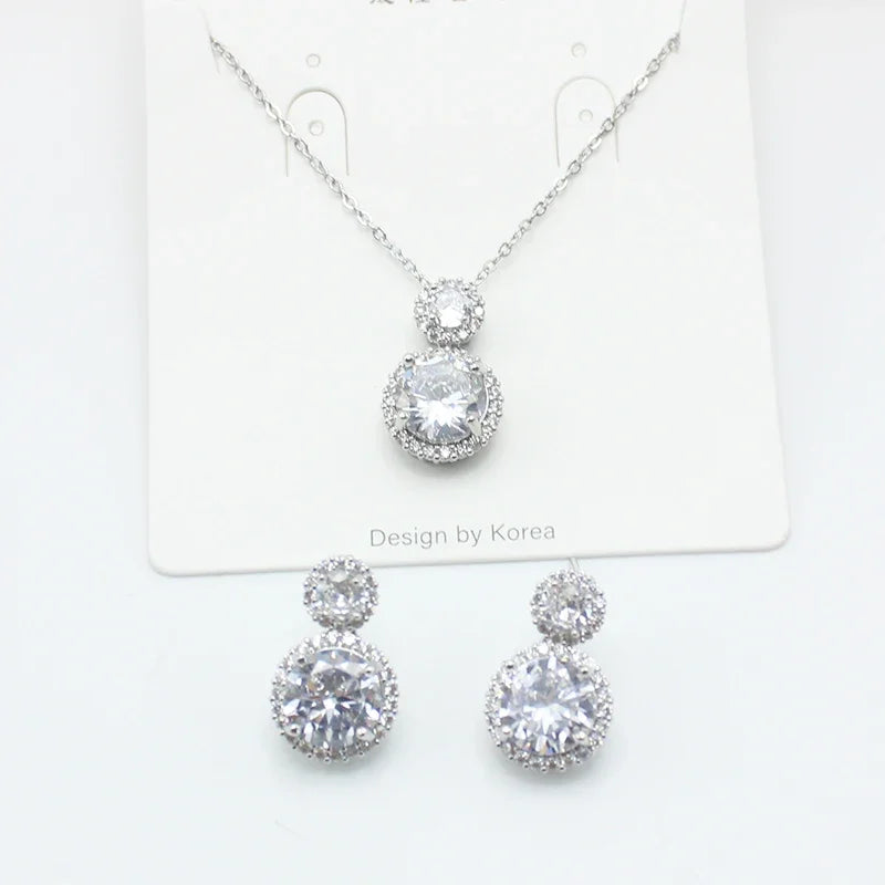Gourd Zircon Pendant Necklace Earring Set Steel Chain Jewelry Women