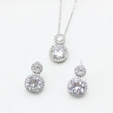 Gourd Zircon Pendant Necklace Earring Set Steel Chain Jewelry Women