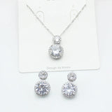 Gourd Zircon Pendant Necklace Earring Set Steel Chain Jewelry Women