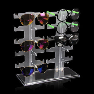 Double Row 10 Pairs Glasses Frame Organizer Sunglasses Display Stand